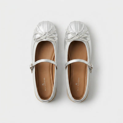 Silver Ballet Flats