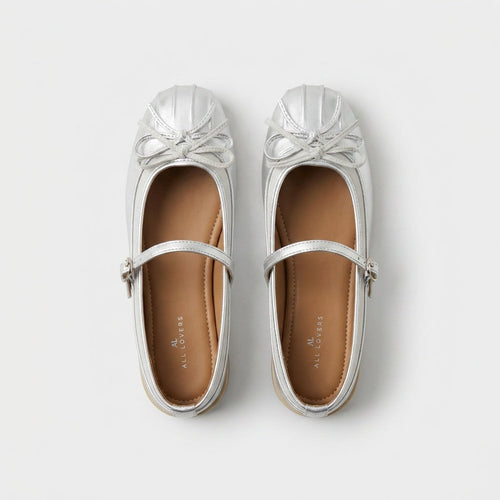 Silver Ballet Flats